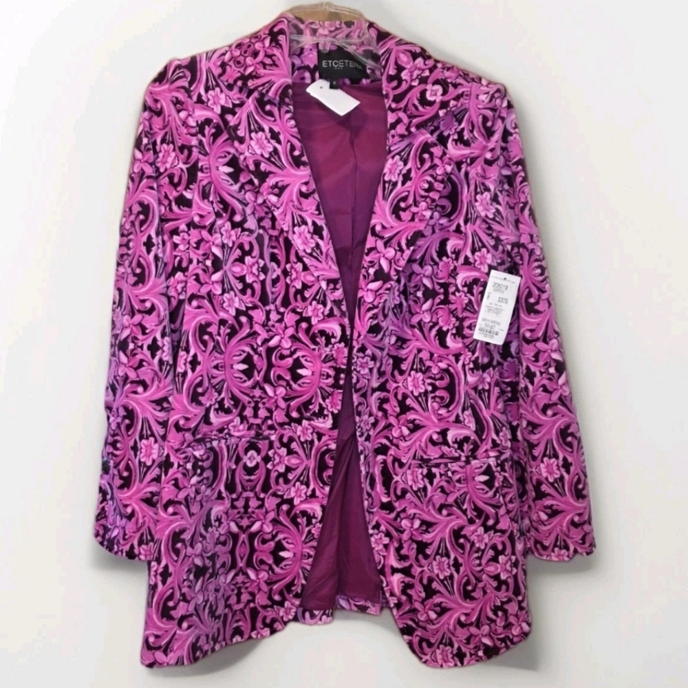 Etcetera Jacket Blazer 8  NWT Velvet Tapestry Paisley Jacquard 70s Boho Retro